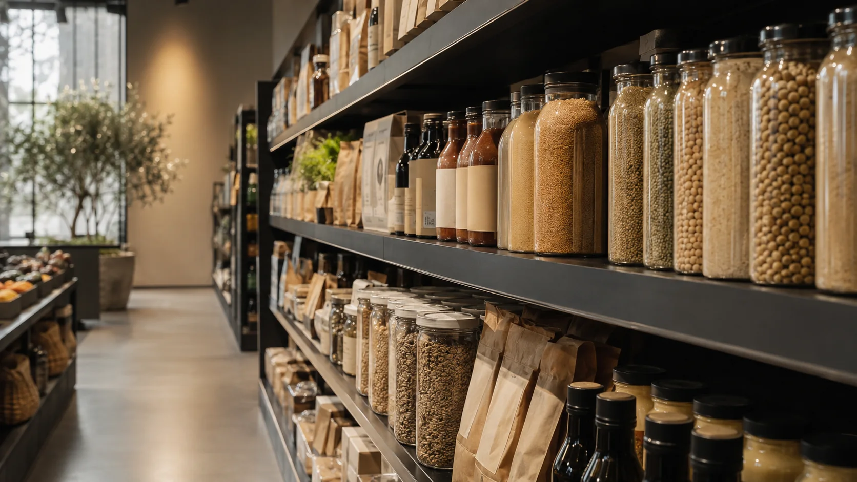 Productos de consumo masivo en una góndola de supermercado